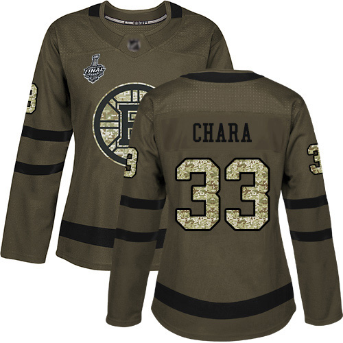 Adidas Bruins #33 Zdeno Chara Green Salute to Service Stanley Cup Final Bound Women's Stitched NHL Jersey